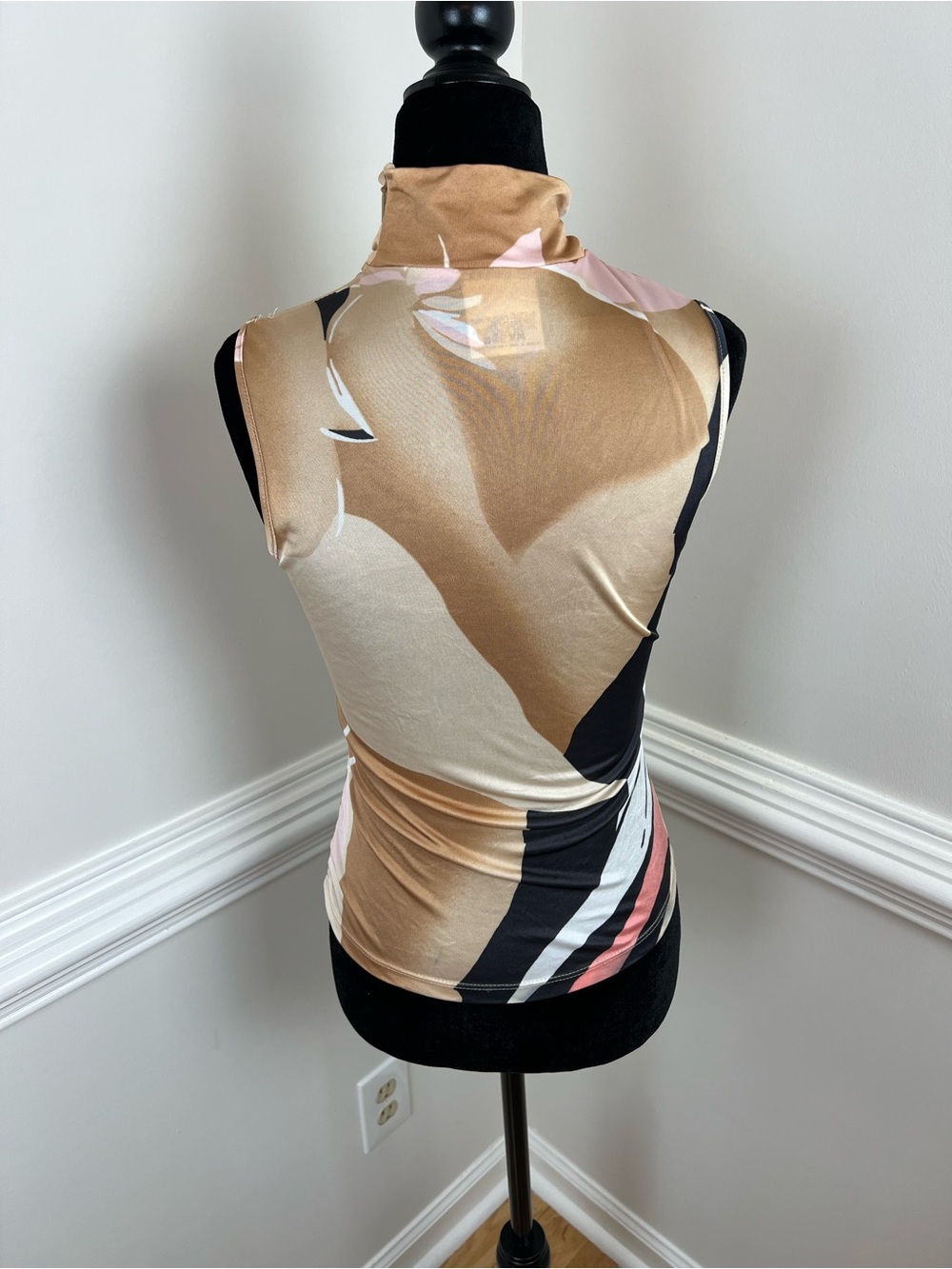 VTG Versus Versace 90s Abstract Colorblock Mock Neck Tank Top Ittierre IT 38 XS - Picture 4 of 10